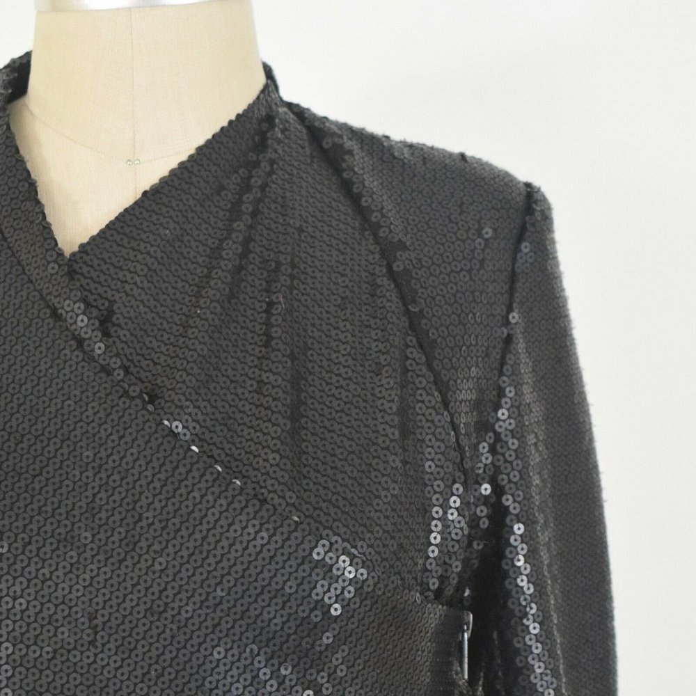 Line & Dot Matte Black Sequin Cascade Jacket - image 7